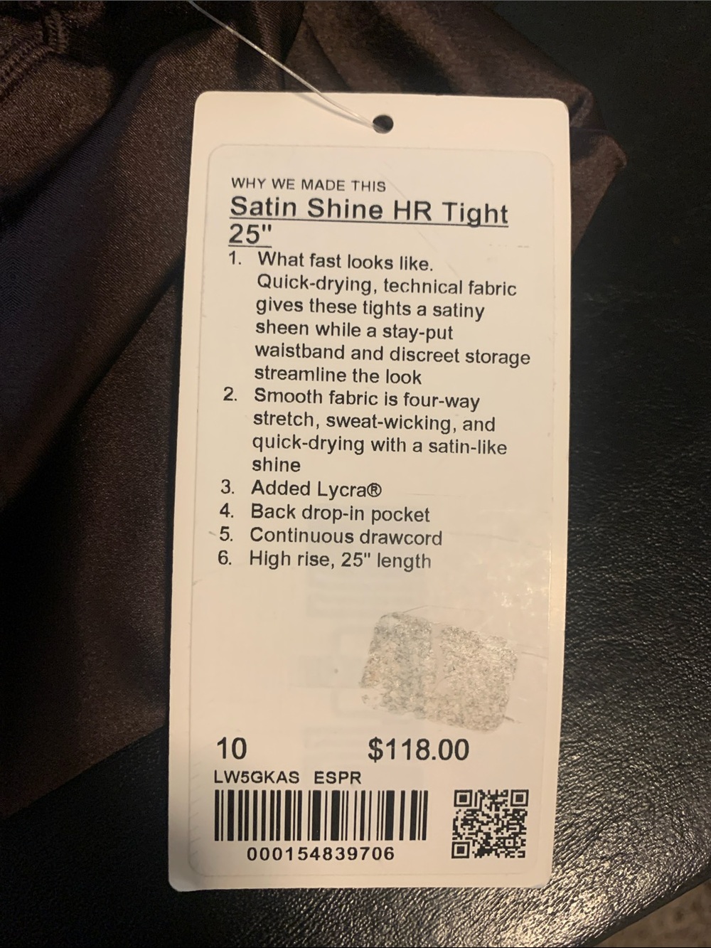 Lululemon NWT Satin Shine HR Tight 25" Size 10 Espresso - Picture 5 of 7